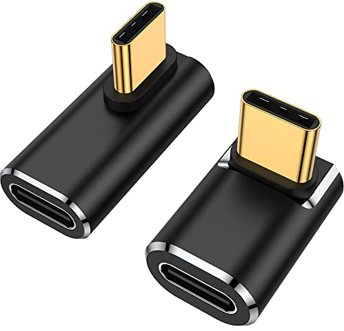 AuviPal USB C rechtwinkliger Adapter (2 Stück), 90 Grad USB C Stecker auf USB C Buchse Extender Anschluss für Steam Deck, Switch, MacBook Pro/Air, Tablet, Telefon und weitere Typ C Geräte