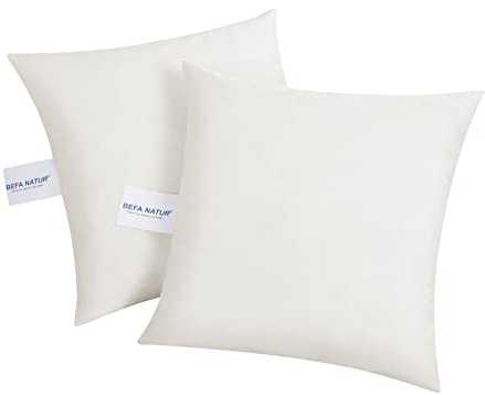 BEFA NATUR Sofakissen 60x60 cm (2 Stück) | Dekokissen, Zierkissen, Kissen aus 100% Federn | 800g Füllgewicht/STK | für Allergiker (NOMITE) | Tierwohl (DOWNPASS) | Oeko-TEX Klasse 1 | Made in Germany