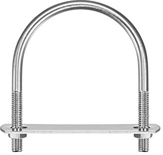 sourcing map Round U-Bolts, 50mm(1.97) Inner Width 68mm Length M6 304 Stainless Steel U Clamp Bolt with Nuts Washers and Plates, for Boat Trailer