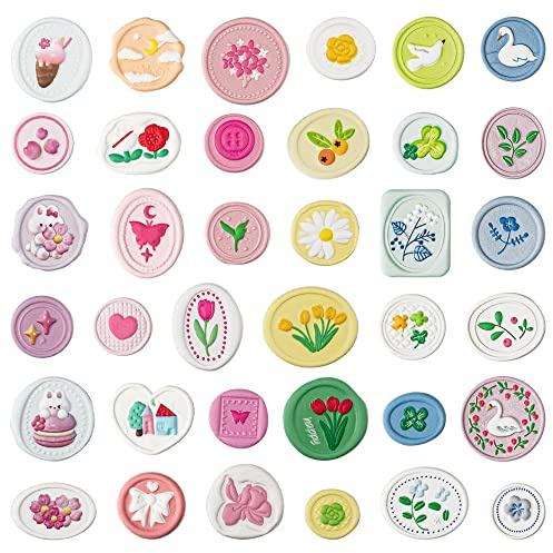 Mayplous 6 Blatt 3D-Puffy-Sticker mit pastellfarbenen Siegelwachs-Motiven im Cottagecore-Stil für Journale, Planer, Scrapbooking, Kartenbasteln und Papierkunst (Lily)