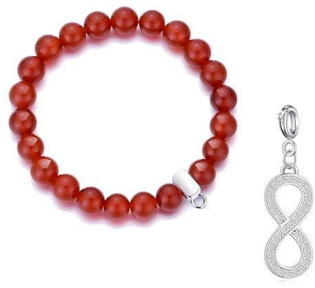 Philip Jones Carnelian Gemstone Charm Bracelet Created with Zircondia® Crystals (choice of 15 charms) (Infinity)