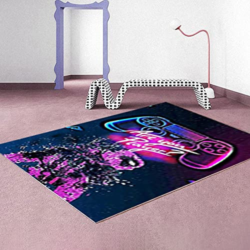 DYOUen Gamer rutschfeste Fußmatte Teppich Schlafzimmer 3D Controller Weihnachten Teenager Graffiti Spielkonsole Großer Dekoration Rugs Kinder Wohnzimmer Spiel Krabbelmatte (100x150cm)