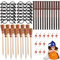 SKJJL 48 Stück Zauberstab Zauberbesen Bleistifte Set, Wizard Kindergeburtstag Deko, Zauberer Brille mit Rundem Rahmen, Blitz Tattoos, Besen, Magischem Thema Halloween Kostüm Party Karneval Fasching