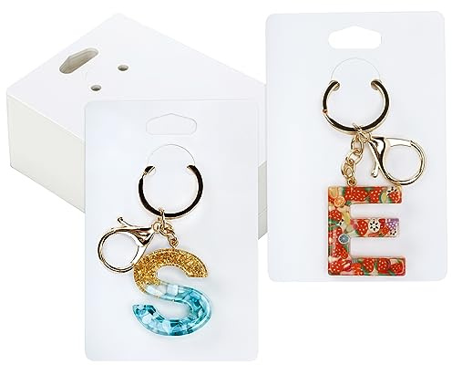 G2PLUS 100 Stück Displaykarten Schlüsselanhänge Ohrring Display Karten,Schmuck Display Kraftpapier 12x8CM für den Verkauf von DIY und Schmuck Display-Weiß