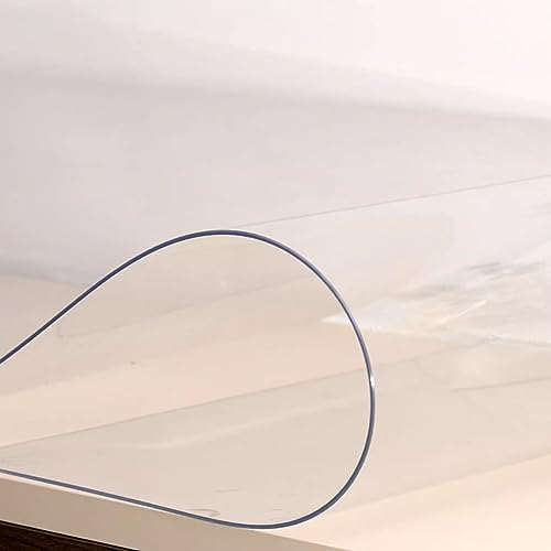 FLAVYO Protector de Mesa de PVC Transparente, Protector de Mesa Antibacteriano Inodoro de 1,5 mm de Espesor, Protector de Mesa Transparente de PVC de Plástico (80x120cm/31x47in)