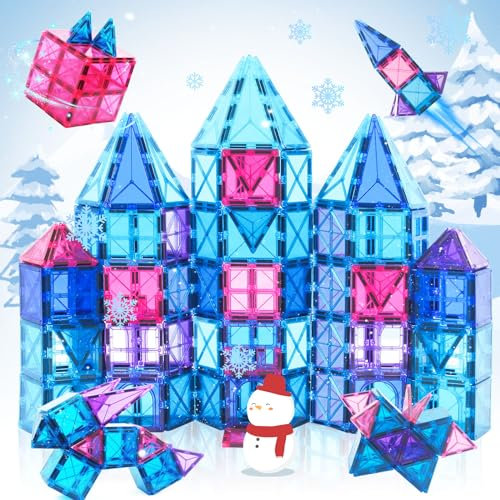 MULOTI Magnetic Tiles Toys Ages 3-8 Boys Girls Gift kids Magnetic Building Blocks Set Toys for Toddlers Creativity Gifts Building Blocks Toys 3 4 5 6 7 8+ year old Girls Boys Christmas Birthday