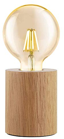 Mengjay Moderne Tischlampe E27 Holz Schreibtischlampe, Runde Tischleuchte, Nachttischlampe, Wohnzimmerlampe in Natur, Mit Schalter, E27 Fassung (Ohne Leuchtmittel)