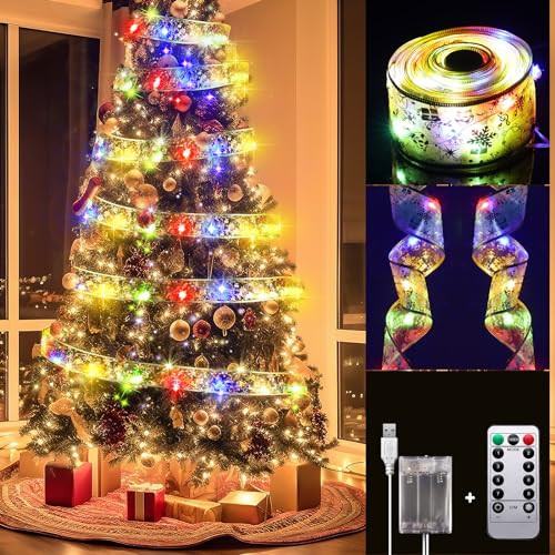 Lecone 2 Pezzi Stringa Fata Luci Led,12M(2 * 6M) 120 Led Luci Natale Fata Filo di Rame Luci,Luci del nastro di Natale Illuminazione Balcone per Decorazioni Albero di Natale Feste Matrimoni Vacanze