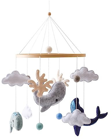 let's make Baby Mobile in legno con palle, campana a vento con animali marini, mobile per ragazzi e ragazze, regalo decorativo per la casa fresca