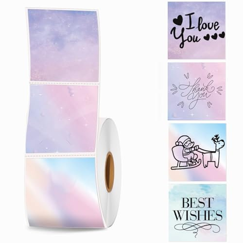 Joatuxul 2''×2'' Square Thermal Sticker Labels, selbstklebende 2 Zoll Thermodirekt-Etiketten, Mehrzweck-Aufkleber für DIY-Logo-Design, Namensschild, QR-Code, 600 Etiketten/1 Rolle, Starry Sky