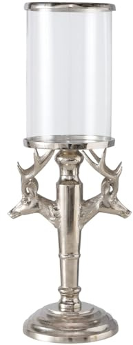 Majestätisches Hirsch Windlicht Auerach - Handgearbeitetes Kunstwerk in Silber und Klarglas