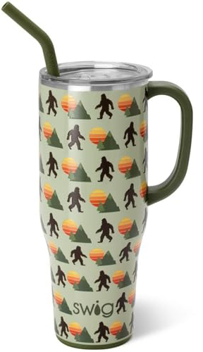 Swig Life 40oz Mega Mug, 40 oz Tumbler with Handle and Straw, Cup Holder Friendly, Dishwasher Safe, Extra Large Insulated Tumbler, Stainless Steel (Wild Thing)