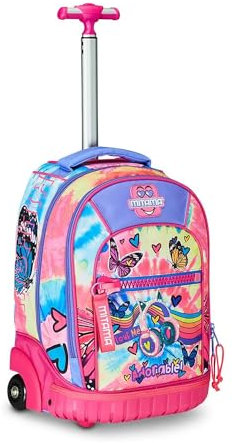 Mitama Trolley Run Scuola Tie Music,Doppio Scomparto, Rosa, Scuola Elementare e Tempo Libero, Bambina Ragazza