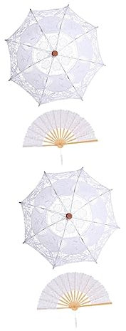 Cabilock 2 Juegos Abanico de Paraguas de Encaje para Aniversarios Aniversarios Abanico Plegable Antiguo Trajes de Damas decoración admirador Paraguas Decorativo Mini Decorar