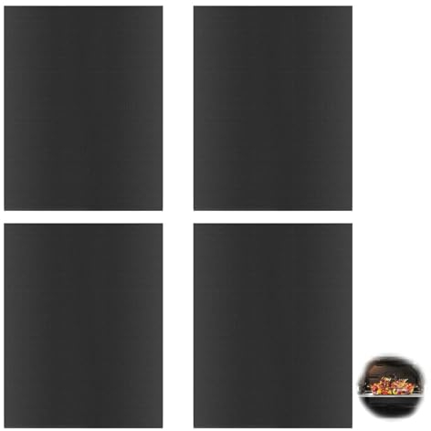 JEOPKO 4 Pcs Large Heavy Duty Oven Lineroven Liners for Fan Assisted Ovens BBQ Oven Mat Oven Tray Liners for Bottom of Oven Mate Baking Mat Oven Protector Sheets Non-Stick BBQ Outdoor Grill