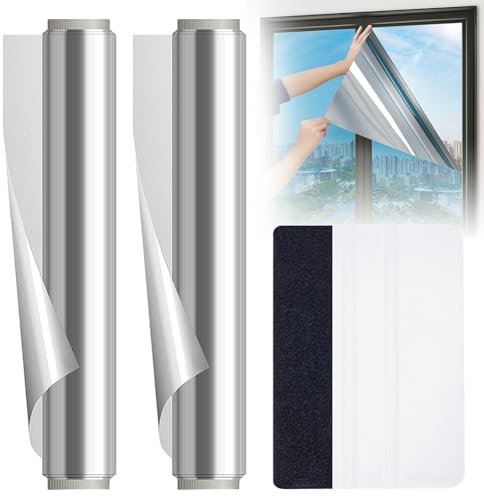 Vinilos Espejo para Ventanas,2pcs Lámina Protector Solar Privacidad,30X100cm Protector de Privacidad Anti UV,Vinilo para Ventanas Anti Sol,Lámina de Espejo para Ventanas,para Hogar y Oficina
