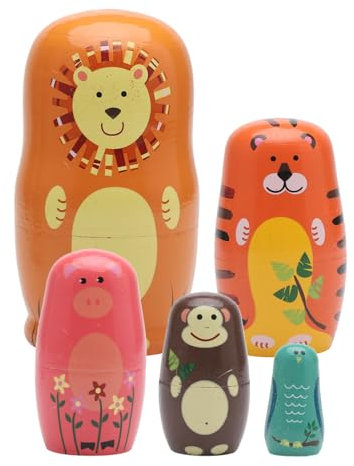 TNSLAND 5 pièces Matryoshka Marque de poupées gigognes, Série de Poupées Russes Matriochkas Poupee Russes en Bois Peints Fabrication Manuelle, Cadeaux, Jouets