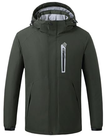 SRZYMJ Windjacke Herren Leicht Fahrrad Mantel Herren Winter Lang Rain Poncho Family Fleece Jacke Herren Hemd Slim Fit Herren Mantel Herren Winter Lang Grün Geschenke Männer 4XL