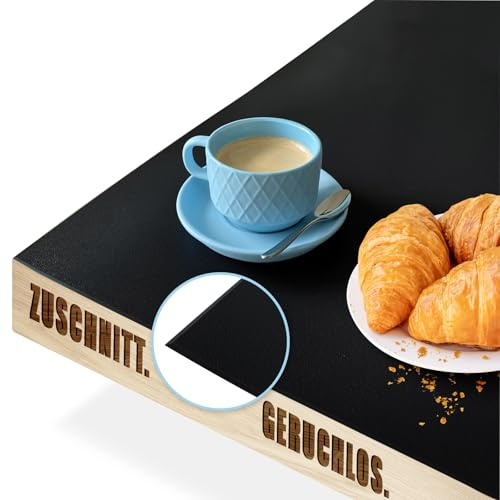 KARAT Farbige Tischfolie mit abgeschrägter Kante - Tischdecke nach Maß, Farbe & Größe wählbar - Folie, Schutzfolie, Tischschutz (Empire, Schwarz, B:80 x L:140 cm)