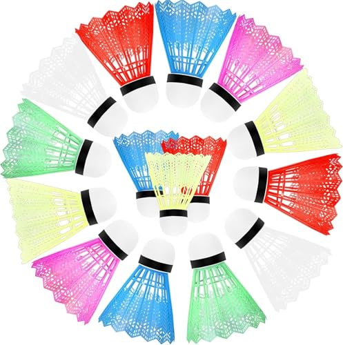 Badminton Federball,16 Stück Kunststoff Badminton für Indoor,Outdoor Sport, Training, Unterhaltung, Bewegung für Anfänger und Freizeitspieler