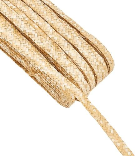 FINGERINSPIRE 52.5 Yards Wheat Straw Ribbon for Hat Making, 1/4 inch Wide, Blanched Almond Color, Natural Wheat Straw, DIY Craft Accessories