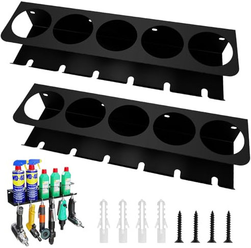 babikeen Dosenhalter für Sprühflaschen, 2 Stück Sprühflaschenregal mit 5 Löchern und 6 Dosenhalter Schlitzen Aufbewahrungsregal Spraydosenhalter Werkstatt Halterung für Garage und Zuhause