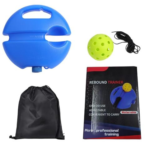 Pickle Ball Trainer con cuerda, juego de raqueta de playa | Práctica pelota de ejercicio de rebote | Entrenador de pelota elástico de 40 agujeros de 2,9 pulgadas con cordón de ajuste de bolsa para