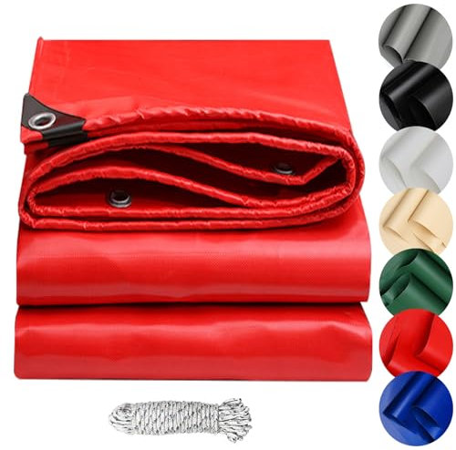 Lonas Impermeables Exterior 1.2 x 2.6 m Resistente a Los Desgarros, Resistente a Los Rayos UV Lona de Protección, Cubierta de Madera para Muebles, Piscina, Coche, Rojo