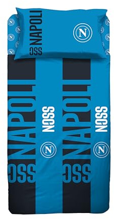hermet SSC Napoli Bettwäsche-Set für französisches Bett, aus Baumwolle, für französisches Bett, 100% Baumwolle, Bettlaken + Spannbetttuch, Kissenbezug, offizielles Produkt