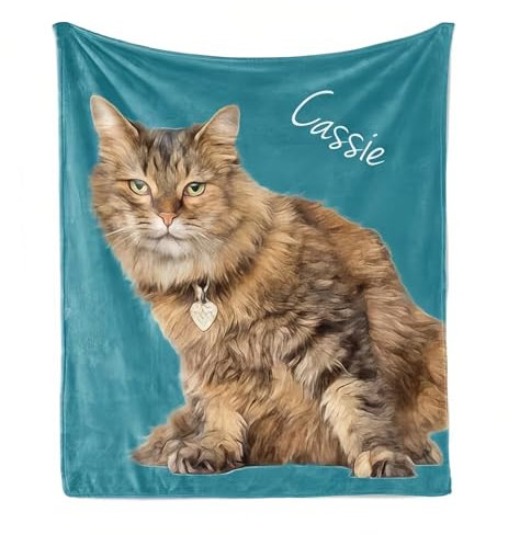 Drawelry Personalisierte Haustier Decken mit Hund Katze Foto Namen Drucken Kuscheldecke Maschinenwaschbar Sofa Bett Hundedecke Katzendecken Weihnachts Geschenke für Frauen, Männer Hundeliebhaber (D2)