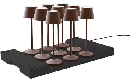 Lumisky EMILY Vintage Tischleuchte, kabellos, LED, warmweiß, dimmbar, Höhe 25 cm, mit Ladeplatte, 9 Stück