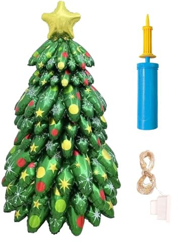 TocaFeank Kit albero di Natale con palloncini,Kit palloncini albero di Natale - Albero di Natale gonfiabile con striscia luminosa | Espositore gigante per albero di pino a forma di cartone animato per