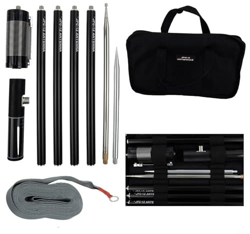 Antena GP PAC12 HF Rhortwave GP, antena telescópica de acero inoxidable de 2,5 m, antena de radio digital DAB para radio jamón (kit de radio)