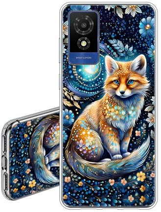 JEZSTHAI Case Compatible with TCL 501,Soft Slim Fit Transparent Silicone Case,Anti-Scratch Shockproof TPU Back Cover with Pattern Printing,Fox