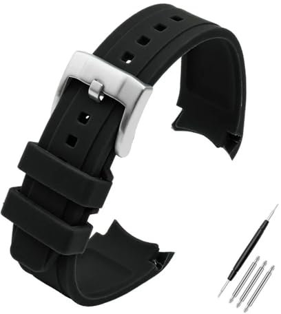 HUTBUVEAW Bracelet de Montre en Caoutchouc de Silicone à extrémité incurvée for Water Ghost for Citizen for Tissot for Seiko 20MM 22MM Bracelet de Sport for Hommes Ceinture Universelle(Black,23mm)