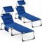 Casaria® 2er Set Sonnenliege Klappbar Wetterfest Alu Gartenliege Mit Dach Seitentasche Kissen Liegestuhl Leicht Garten Relaxliege Pool 2 Personen Blau