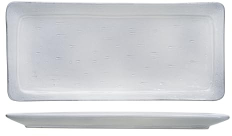 Cosy & Trendy Theodora Grey Lot de 4 Assiettes Rectangle en Grès, 34X16Cm