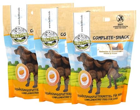 Bellfor Gelenke & Knochen Hundesnack mit Ovopet 3 x 150 g, Großpackung - zur Unterstützung von Gelenkfunktion und Beweglichkeit. Gelenk Hundeleckerli mit Kollagen, Chondroitinsulfat und Glucosamin