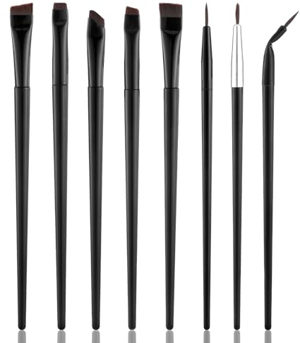 8 Stück Eyeliner Pinsel, Abgeschrägte Flacher Make up Pinsel Präzisions Gel Eyelinerpinsel Ultradünne Schräge Augenbrauenpinsel Augen-Make-up-Pinsel für Frauen Kosmetikapplikatoren