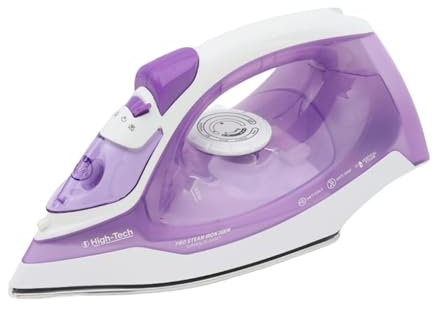 Ferro da Stiro a Vapore 2400 W Piastra in Ceramica - Stiro Verticale, Colpo di Vapore, Getto d'acqua, Cavo 2,1 Mt, Anticalcare, Leggero, Serbatoio, Termostato - Protezione Antigoccia Lilla