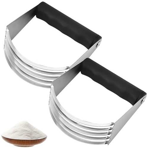 2-Piece Pastry Blender Set, Black Dough Mixer Tool, 10.3 x 11.7 cm | Manual baking tool for mixing butter and flour. Useful alongside meatpie cutters or a lattice pastry cutter for home baking.