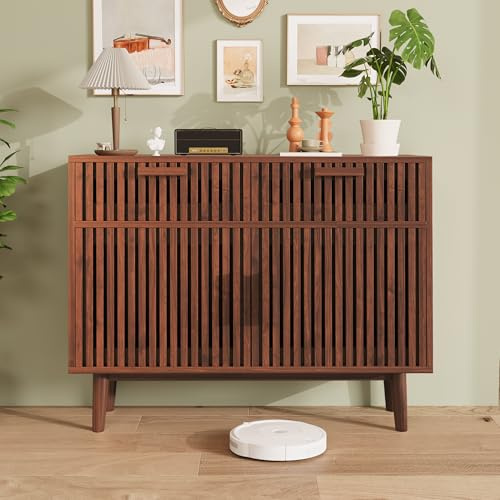AZJSAHAH Commode à 2 tiroirs - Commode avec beaucoup d'espace de rangement - Commode à tiroirs - Armoire en bois pour chambre à coucher, salon, couloir, bureau - Organiseur (couleur bois de noyer (2