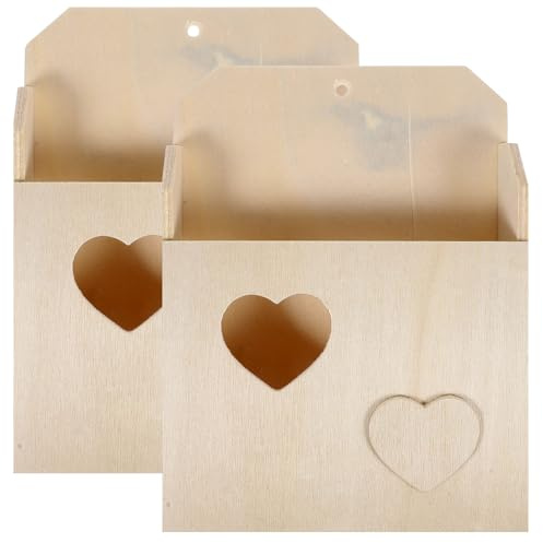 ifundom Leere Holz Umschlag Aufbewahrungsbox 2 Stück Selbstgemacht Bastelbox für Sichere Holzbox zum Bemalen und Ordnen Multifunktionale Schreibwaren und Spielzeugbox