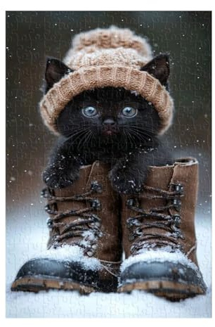Puzzle 300 Teile für Erwachsene Tier Katze Schuhe 38 x 26 cm, Pädagogisches Spiel Schwierig Herausfordernde, Geschenk für Mann und Frau, 300 Teile Puzzles für Erwachsene