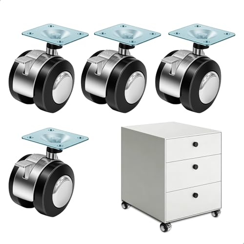 Möbelrollen mit Bremse, Möbel Rollen, Lenkrollen für Möbelroller, Leise Transportrollen, Möbelrollen Klein für Schrank Sofa Tisch Möbel, 4 Stück