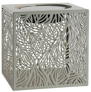Dehner Solar-Laterne Olea B20 x H20 x T20 cm – LED Würfellampe, warmweiß, Solarbetrieb, Dämmerungssensor, Metall & Kunststoff, grün