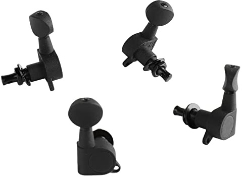 Cryfokt Ukulele-Wirbel, Mattschwarz, Vollständig Geschlossene Stimmknöpfe für 4-saitige Ukulele mit Innenzahnrad, Metallmaterial, für Einfache Installation, 4 Ukulelen-Mechaniken, Stimmschlüssel für
