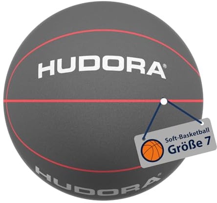 HUDORA Soft-Basketball – Größe 7, Ø 24 cm – ca. 340 g leicht – Grauer Schaumstoff-Basketball – lautlos für Indoor und Outdoor – kinderfreundlich, leise & griffig – für Familie – Garten & Spielplatz