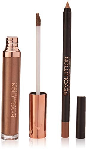 Revolution Retro Luxe Metallic Lip Kit Sovereign Lip Liner 1g & Liquid Lipstick