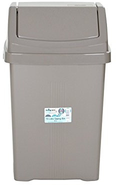 funky gadgets Plastic Swing Bin 50L Liter Mocha Flip Top Waste Rubbish Kitchen Refuse Bin Home Office Dustbin Storage Bins